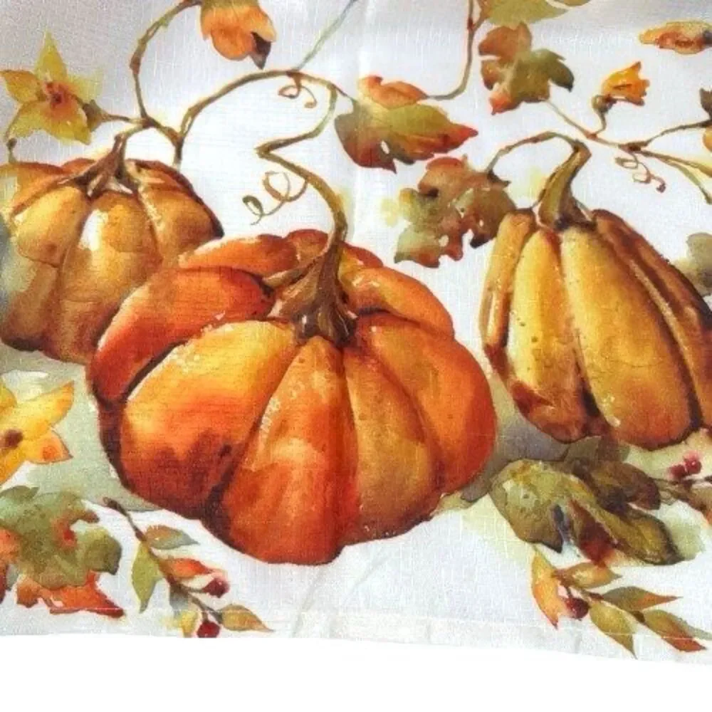 2 Mainstays Fabric Fall Thanksgiving Pumpkin Harvest Leaves Tablecloth 60